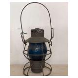 Adlake Kero Railroad Lantern with Cobalt Blue Globe and C.N.O.T.P. Markings