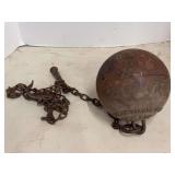 Cast Iron Ball and Chain with Inscriptions