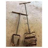 Two Long-Handled Metal Garden Cultivators