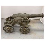 Cast Metal Decorative Cannon with Dragon Mount and Spoked Wheels