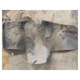 Black Leather Equine Saddle with Integrated Flaps and Straps