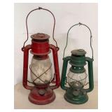 Two Metal Lanterns including Red Jupiter 2 and Green Lantern