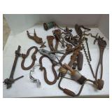 Assorted Mixed Metal and Wooden Hand Tools and Hardware