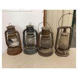Four Metal Oil Lanterns Including Diets and Paull
