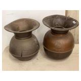 Union Pacific Railroad and Redskin Brand Chewing Tobacco Spittoons, Set of Two