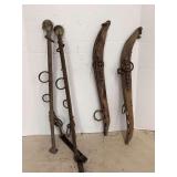 Pair of Wooden Hames and Pair of Metal Hames with Ball Finials