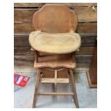 Wooden High Chair with Integrated Tray and Restraint Strap