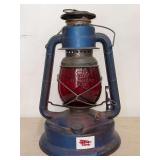 Dietz Little Wizard No. 1 Blue Kerosene Lantern with Red Globe