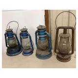Group of Four Dietz Kerosene Lanterns Including Little Wizard Junior and Air Pilot