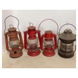 Four Metal and Glass Kerosene Lanterns Including Dietz