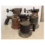 Three Metal Blow Torches with Wood and Plastic Handles