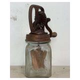 Glass Jar Butter Churn with Cast Iron Crank Mechanism