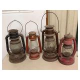 Set of Four Kerosene Lanterns Including Dietz and Hibbard Spencer Bartlett and Co