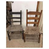 Pair of Ladderback Chairs with Woven Seats