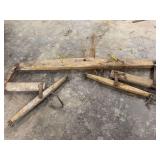 Wooden Four-Horse Equalizer Hitch Assembly with Iron Brackets and Clevises