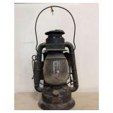 Dietz Road King Black Enamel Lantern with Red Reflex Lens and Reflector Shield