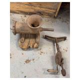 Enterprise Cast Iron Meat Grinder with Hand Crank and Mounting Block