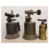 Three Metal Blow Torches Including Turner and Lenk Brands