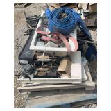 Pallet Containing Plumbing Fixtures, Hardware, and Hitachi Power Tools