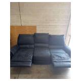 DARK NAVY BLUE COUCH WITH MANUAL RECLINERS