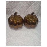TWO CERAMIC PUMPKIN DECOR