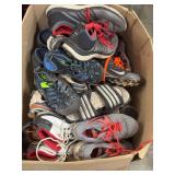 BOX OF ASSORTED SHOES.  VARIOUS SIZES.  MAINLY KIDS.