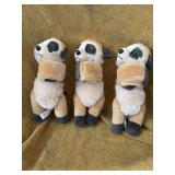 THREE STUFFED WRAP AROUND LEMURS.