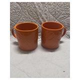TWO ORANGE PUMPKIN COFFEE MUGS