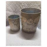 TWO TIN PUMPKIN CONTAINERS