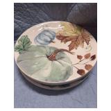 FOUR CERAMIC SALAD PLATES PUMPKIN/LEAF