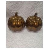 TWO CERAMIC PUMPKINS
