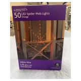 50 LED SPIDER WEB LIGHTS ORANGE