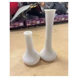 TWO VINTAGE WHITE MILK GLASS BUD VASES SMOOTH TEXTURE