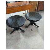 2 END TABLES PAINTED BLACK CLAW AND BALL FEET