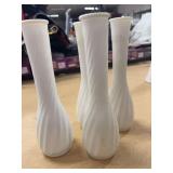 FOUR VINTAGE MILK GLASS VASES