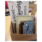 BOX OF MISC FRAMES AND PICTURES