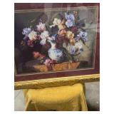 LARGE GLASS FRAMED FLOWER PRINT