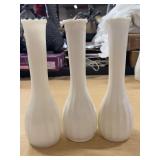 THREE VINTAGE MILK GLASS BUD VASES