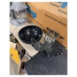 SKELETON HANDS W/ BOWL- BOWL HAS BEEN BROKE AND GLUED BACK TOGETHER -