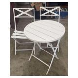 WHITE STYLE-WELL BRAND METAL FOLDING TABLE AND TWO FOLDING CHAIRS