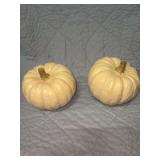 TWO SMALL RESIN PUMPKINS