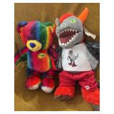 TWO BUILD A BEAR STUFFED ANIMALS.  CRAYOLA BEAR AND DINOSAUR