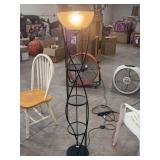 5 FT TALL DECORATIVE LAMP WITH THREE GLASS SHELVES AND A FOOT CONTROL ON AND OFF SWITCH