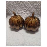 TWO CERAMIC PUMPKINS