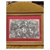 FRAMED PICTURE OF MANY FACES