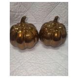 TWO CERAMIC PUMPKIN DECOR