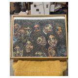 MANY FACES PICTURE IN COLOR.  FRAMED