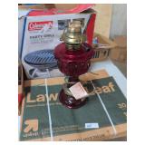RED GLASS LAMP TOP IS LOOSE