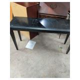 BLACK SOFA TABLE HAS SOME FINISH SCUFFS 52X16X29