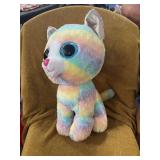 LARGE TY RAINBOW CAT STUFFED ANIMAL.